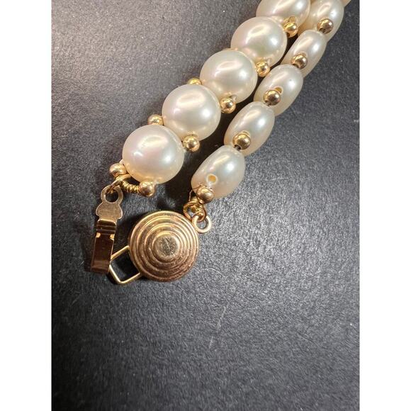 Vintage 14k gold freshwater pearl bracelet - Picture 7 of 14